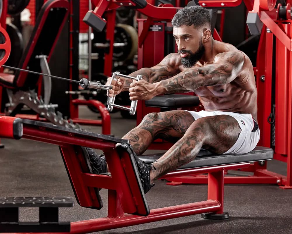 Post-competition photoshoot capturing peak condition in studio