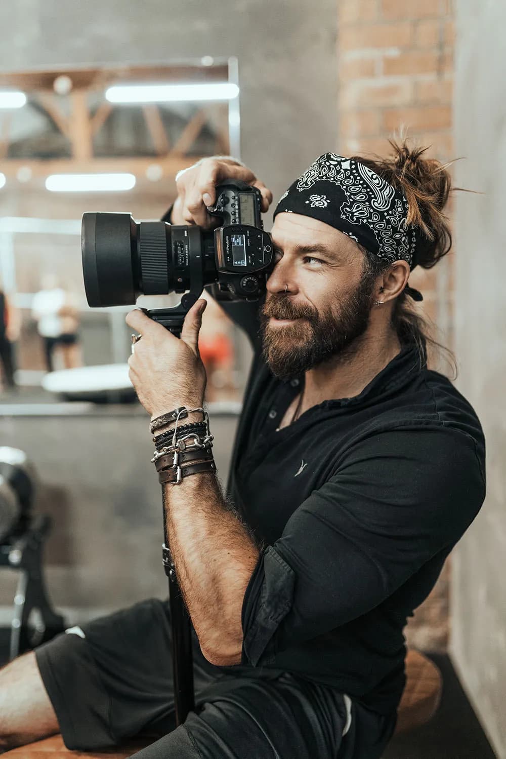 Christopher Bailey photographing in his Nottingham gym studio