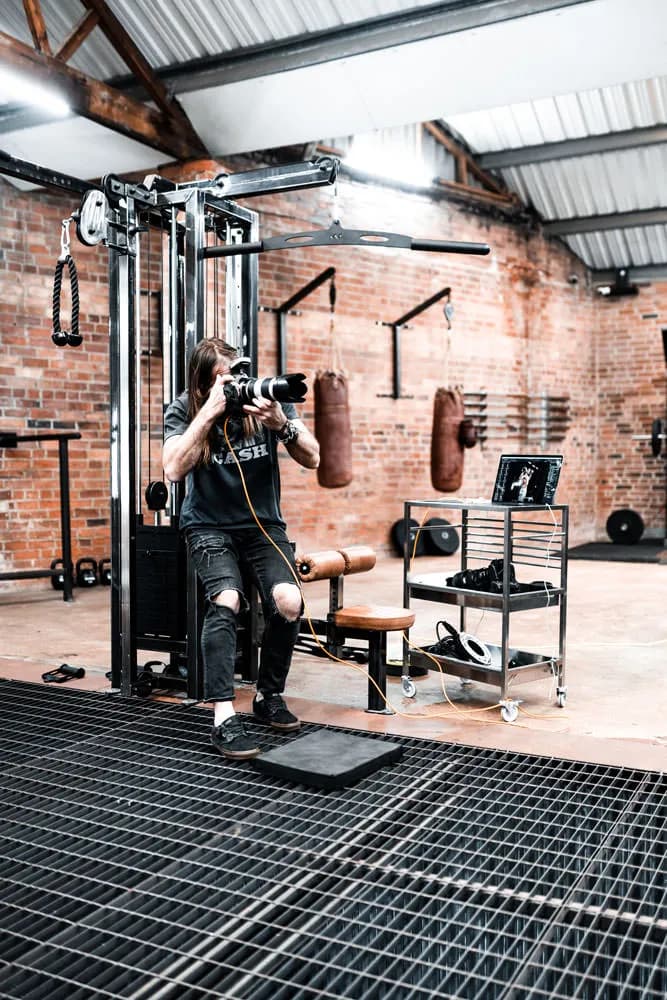 Christopher Bailey shooting tethered in his private gym studio