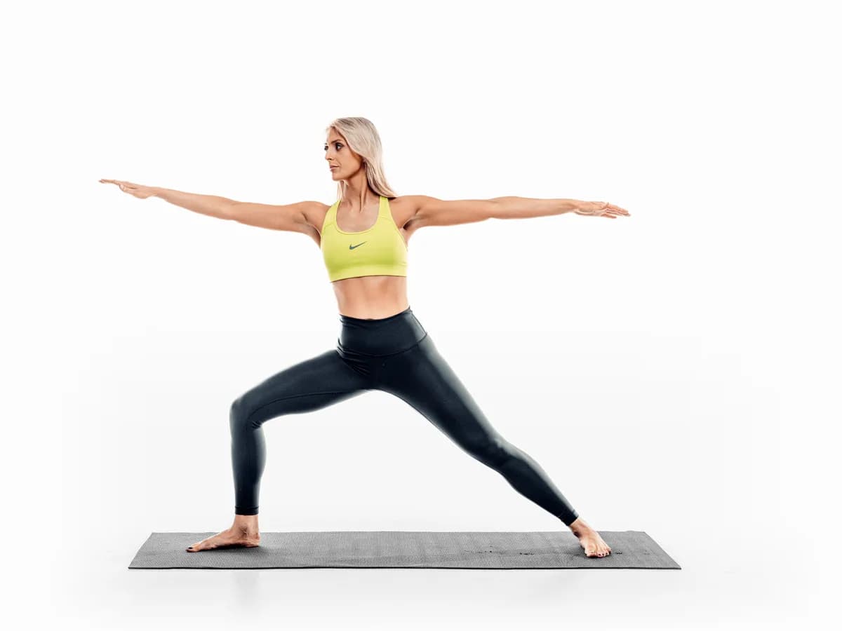 Pilates stretching movement captured in professional studio