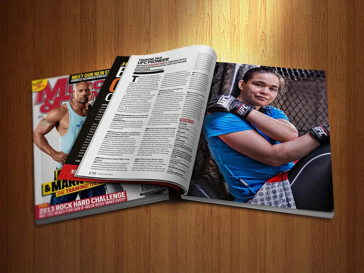 Rosi Sexton with UFC Photographer for Muscle & Fitness Magazine
